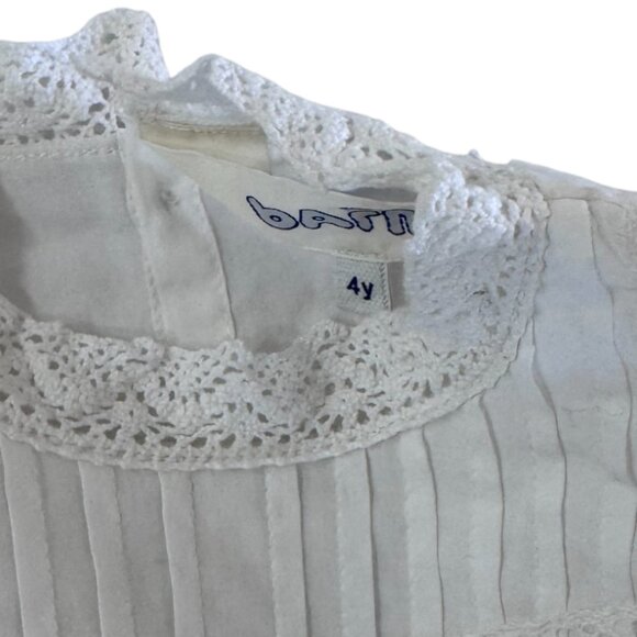 ATELIER BARN - BACK BUTTONED SHIRT WITH LACE - 100% COTTON - 4Y - NEW NO TAG - Picture 4 of 5